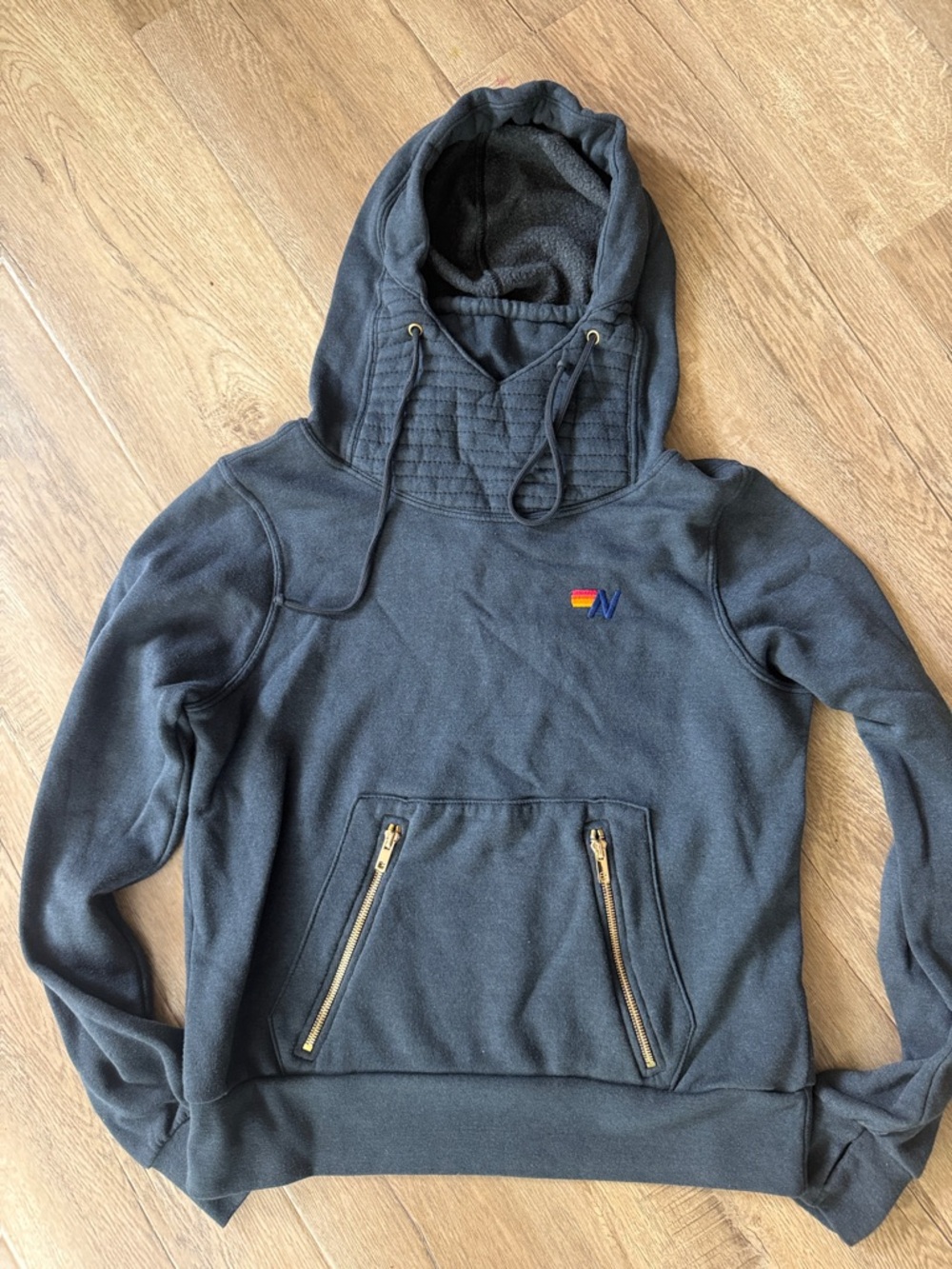 New Aviator Nation Charcoal Grey Ninja Hoodie Sweatshirt XS Unisex Pullover